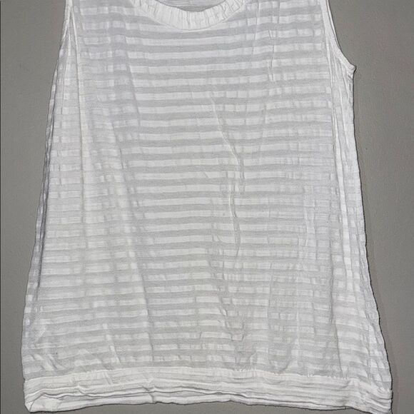 LOFT White Sleeveless Tank Top with Textural Stripes - Picture 4 of 8